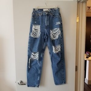 Distressed High Waisted Mom Jeans